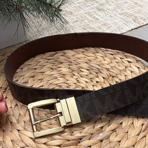 MICHAEL Michael Kors Brown Belt with Gold Buckle